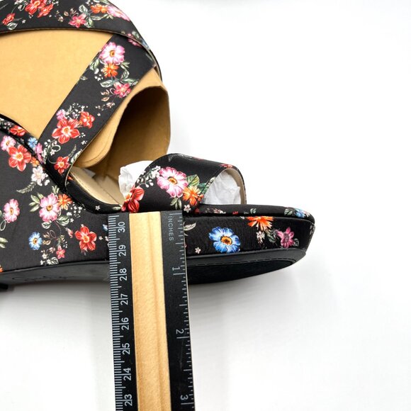 Jessica Simpson Womens Size 8.5 Jinxxi Black Floral Flower Wedges Sandals Shoes - Picture 14 of 14